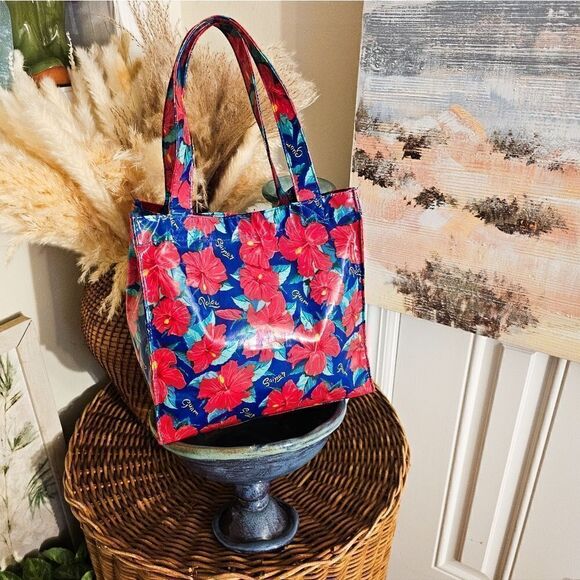 VTG Guam Pacific Ocean Hibiscus Balutan Small Picnic Tote Bag. - Picture 2 of 14